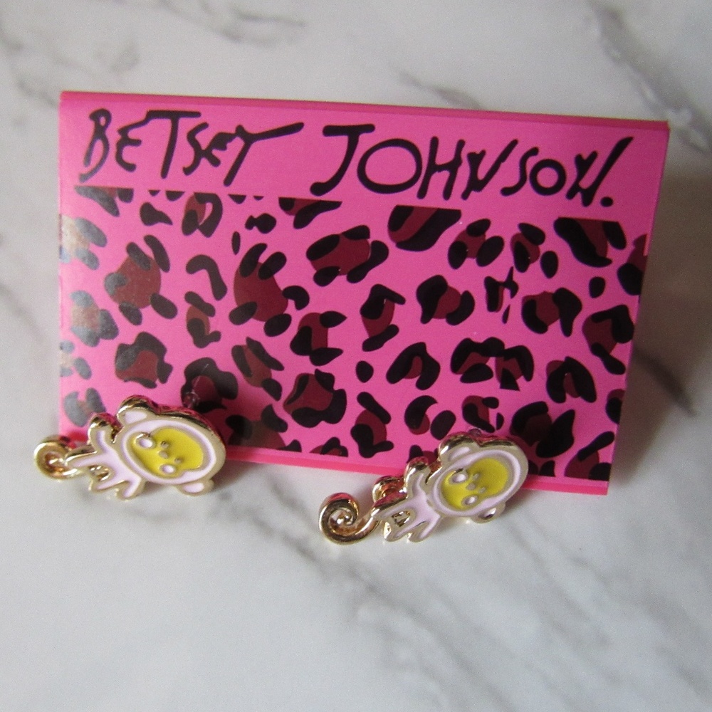 Betsey Johnson Pink Little Monkey Earrings - Picture 8 of 8